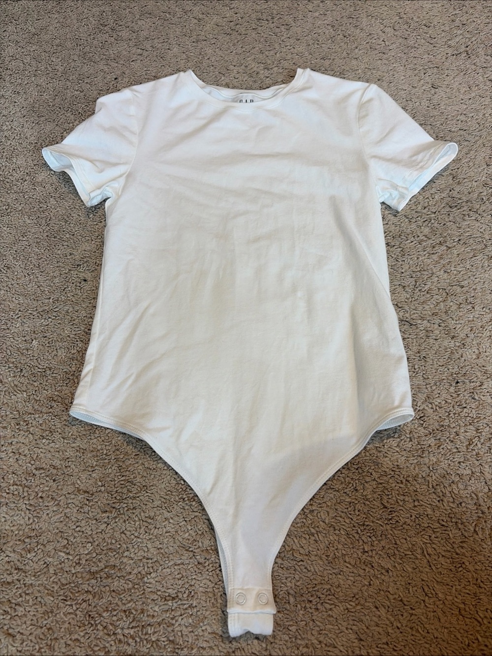 Womens Gap Closeknit White Short Sleeve T-shirt Top Bodysuit Size Medium